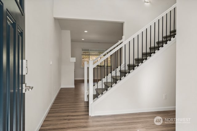 foyer with hardwood / wood-style floors