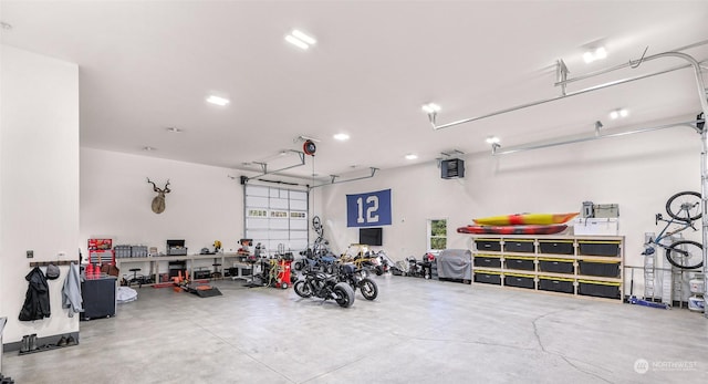 garage featuring recessed lighting