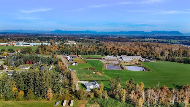 aerial view with a water and mountain view