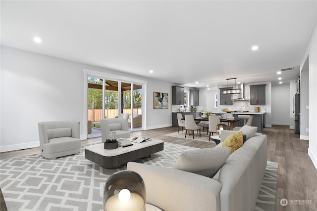 living room featuring light hardwood / wood-style flooring