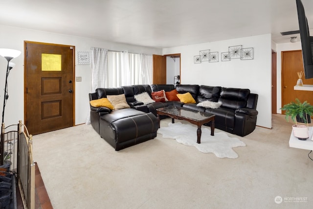 living room featuring carpet floors