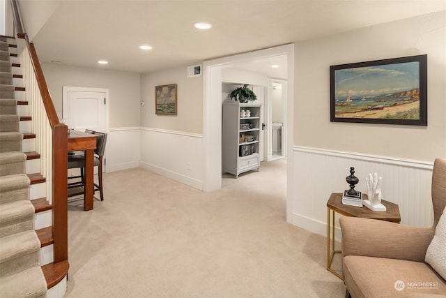 interior space with light colored carpet