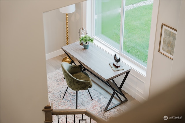 office area featuring light hardwood / wood-style floors