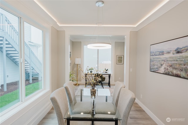 dining area with light hardwood / wood-style flooring