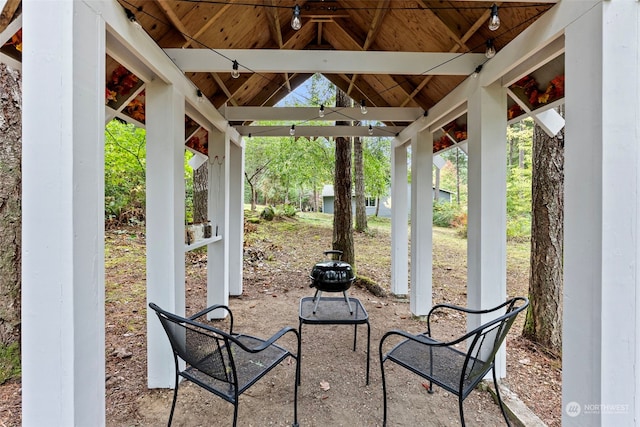 view of patio / terrace with a gazebo and ceiling fan