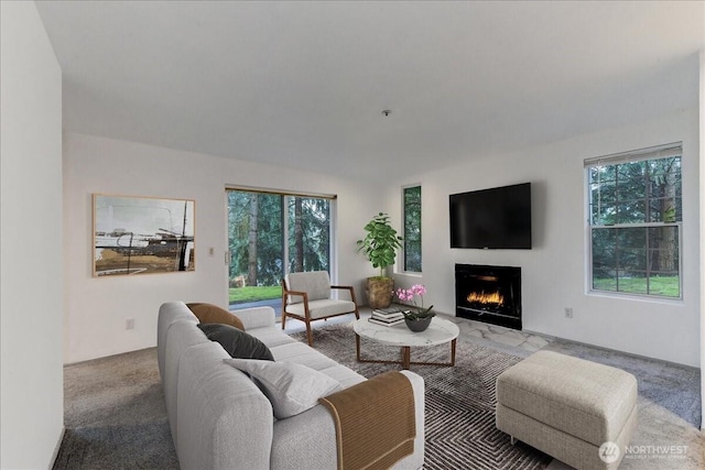 living room featuring plenty of natural light