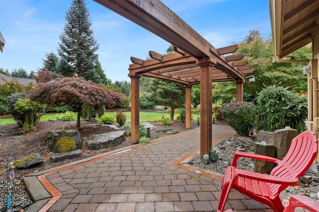 view of patio / terrace featuring a pergola