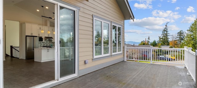 deck featuring a mountain view