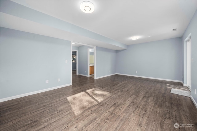 empty room with dark wood-type flooring