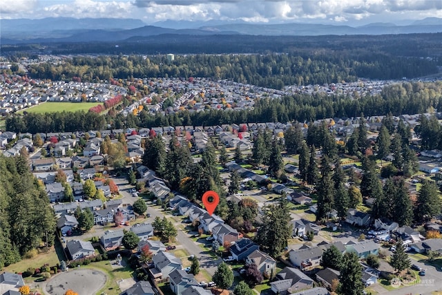 aerial view with a mountain view