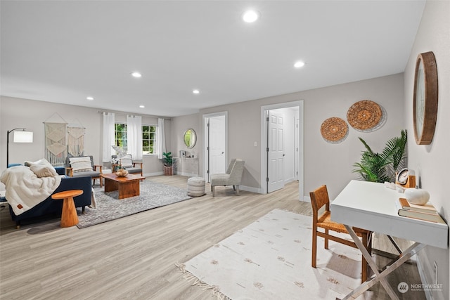 living room featuring light hardwood / wood-style floors