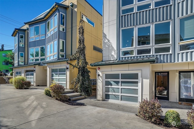 exterior space with a garage