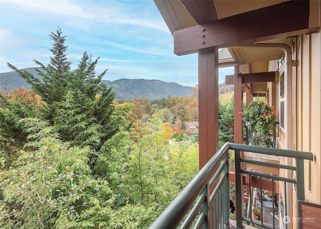 balcony with a mountain view