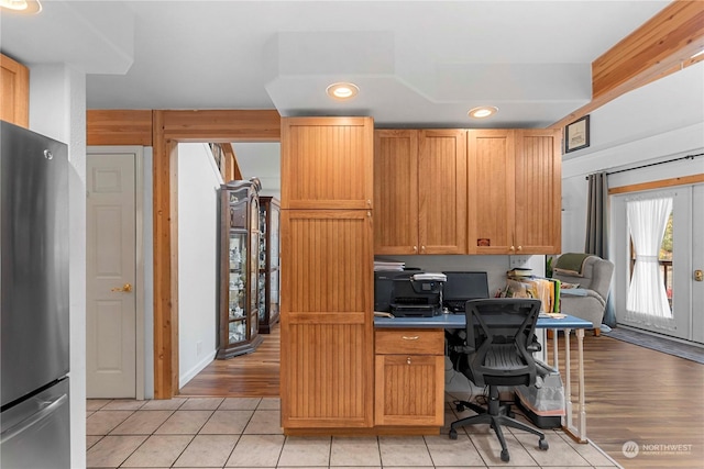 456 Hinthorne Ln, Leavenworth, WA 98826 - office space with built in study area, recessed lighting, and light tile patterned floors