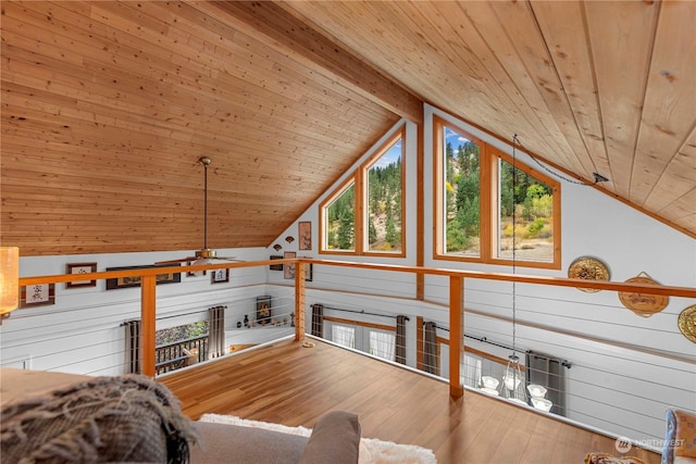 456 Hinthorne Ln, Leavenworth, WA 98826 - bedroom with wooden ceiling, multiple windows, hardwood / wood-style floors, and vaulted ceiling