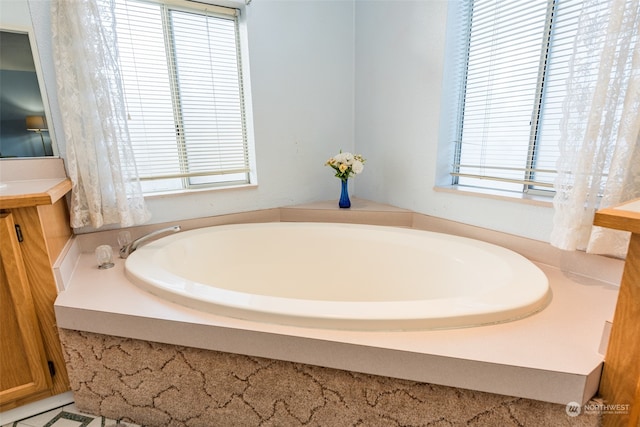 bathroom with vanity and a bathtub