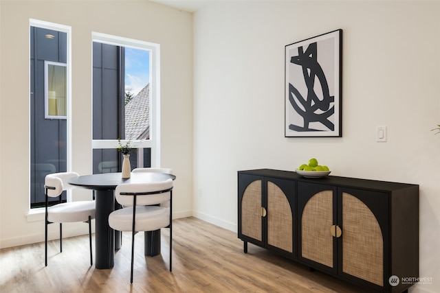 dining room with light hardwood / wood-style flooring