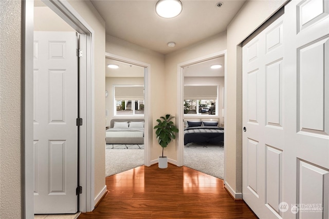 corridor featuring wood-type flooring