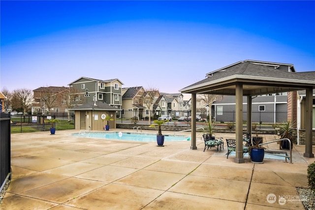 view of pool with a gazebo and a patio