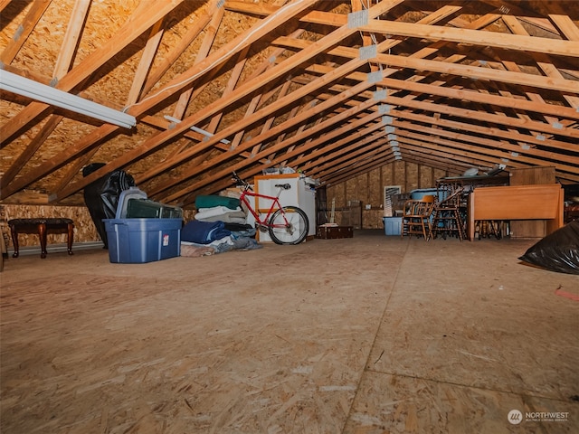 view of unfinished attic