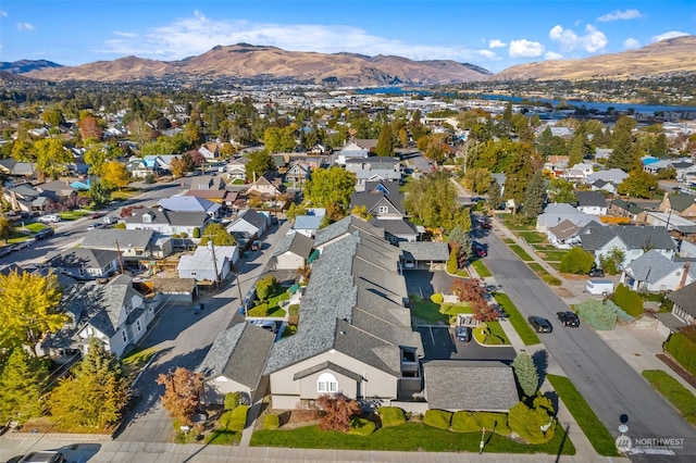 aerial view featuring a mountain view