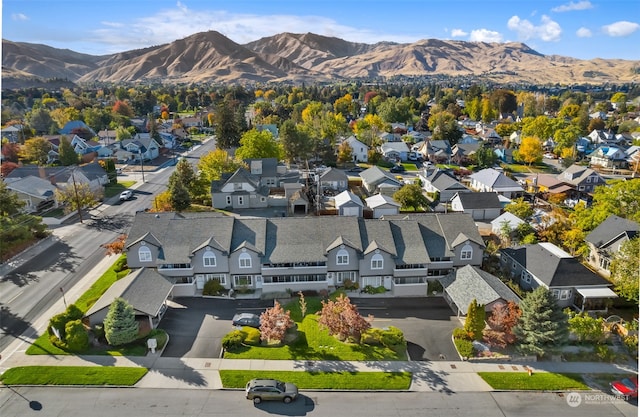 drone / aerial view with a mountain view