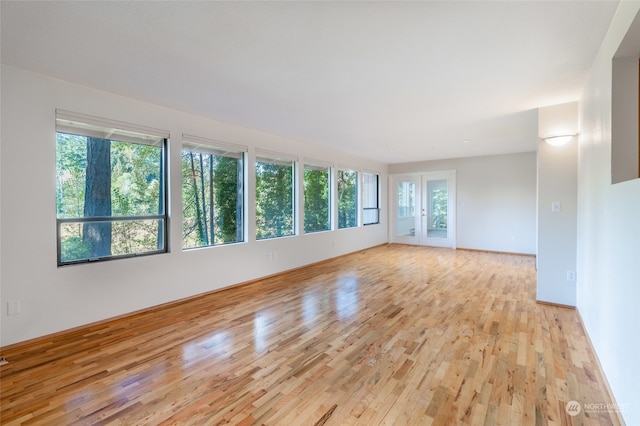 unfurnished room with light wood-type flooring and a wealth of natural light