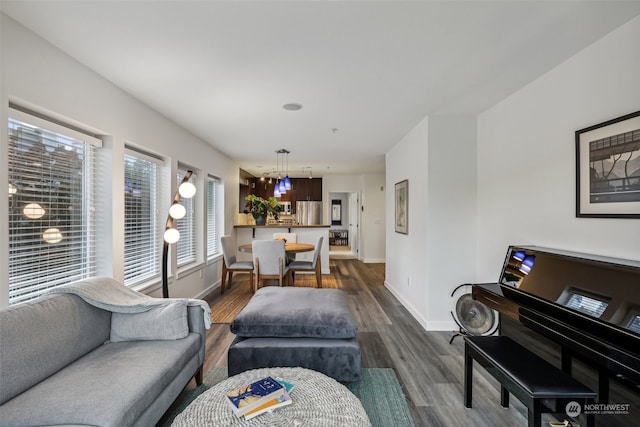 living room featuring dark hardwood / wood-style flooring