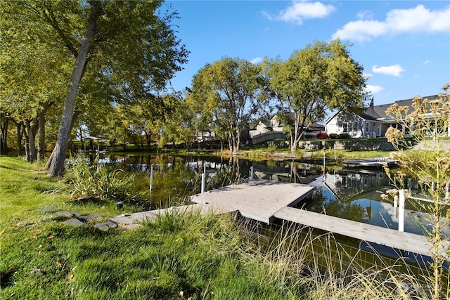 view of dock featuring a water view