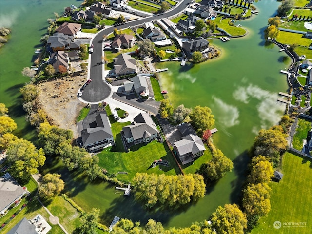 bird's eye view featuring a water view