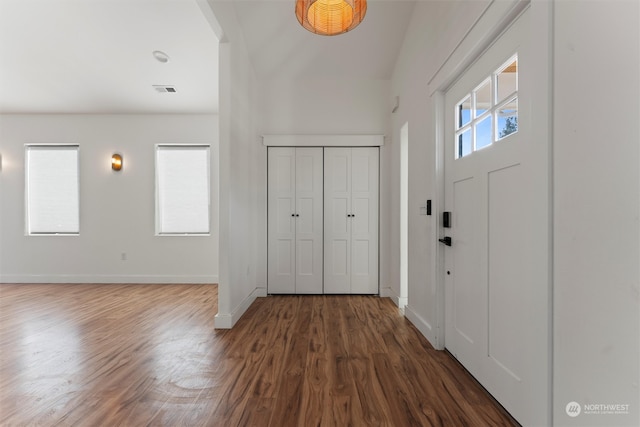 entrance foyer featuring dark hardwood / wood-style flooring