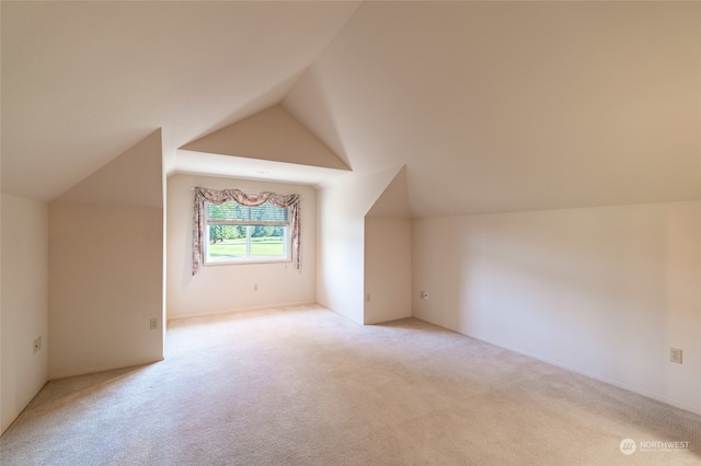 additional living space featuring light carpet and lofted ceiling