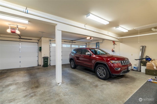 garage with a garage door opener