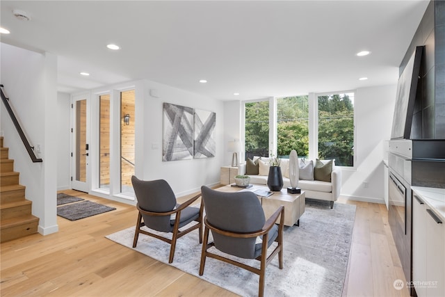 living room with light wood-type flooring