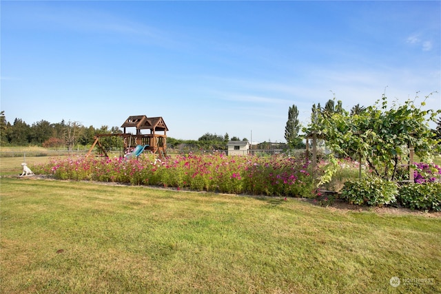 view of yard featuring a playground