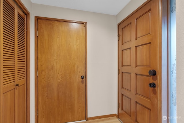 entryway with light wood-type flooring