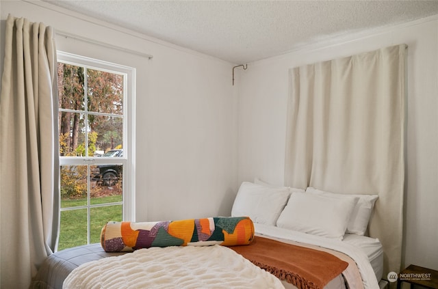 bedroom featuring a textured ceiling