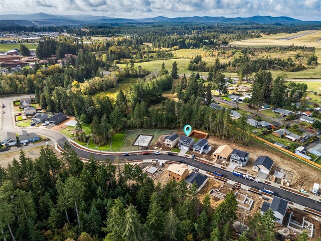 drone / aerial view with a mountain view