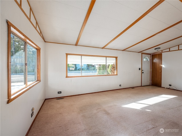 unfurnished room with light carpet