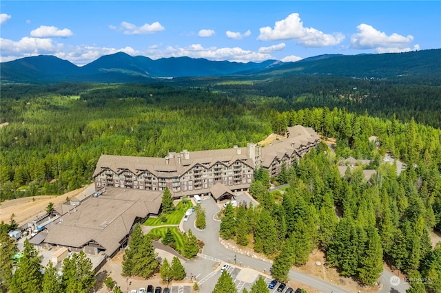 birds eye view of property featuring a mountain view