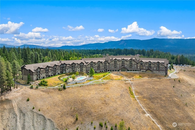 aerial view featuring a mountain view