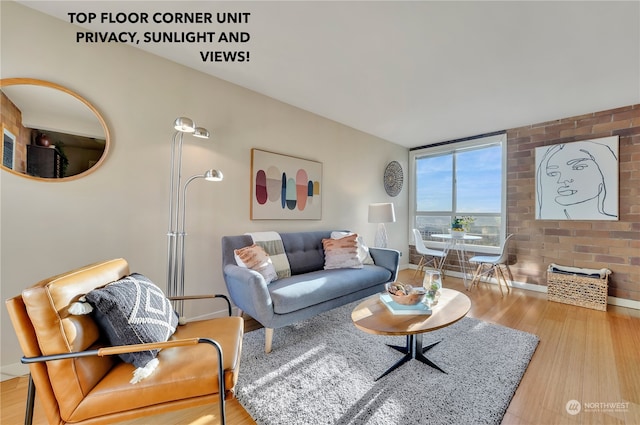 living room with hardwood / wood-style flooring