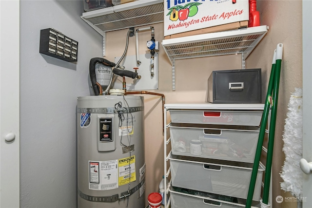 utility room featuring secured water heater