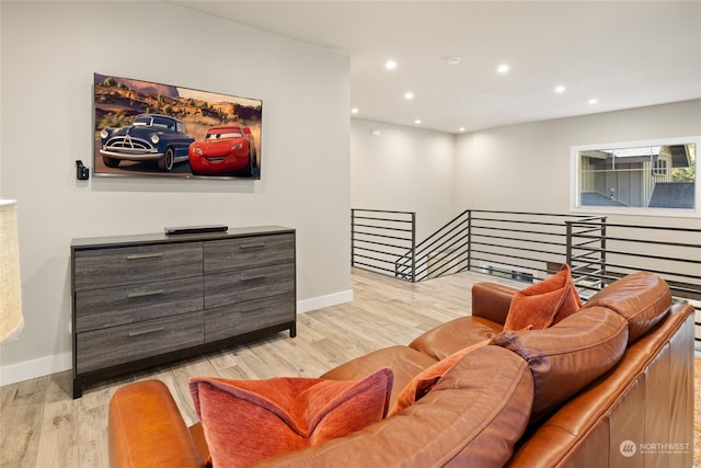 living room featuring light wood-type flooring