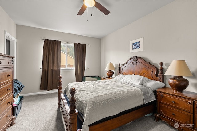 bedroom with carpet and ceiling fan