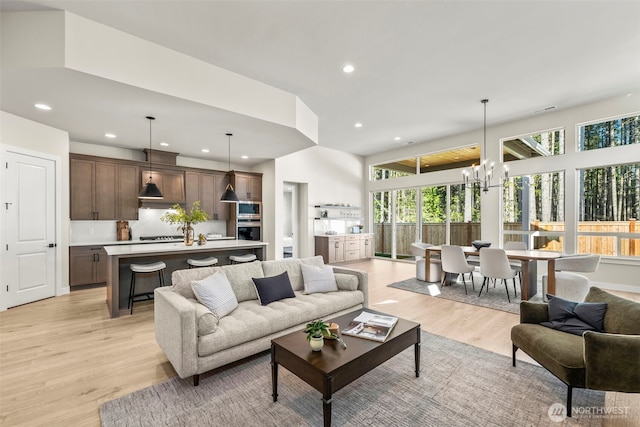 6361LOT257 Great Glen Rd SW, Port Orchard, WA 98367 - living area with recessed lighting, light wood-style flooring, a notable chandelier, and visible vents