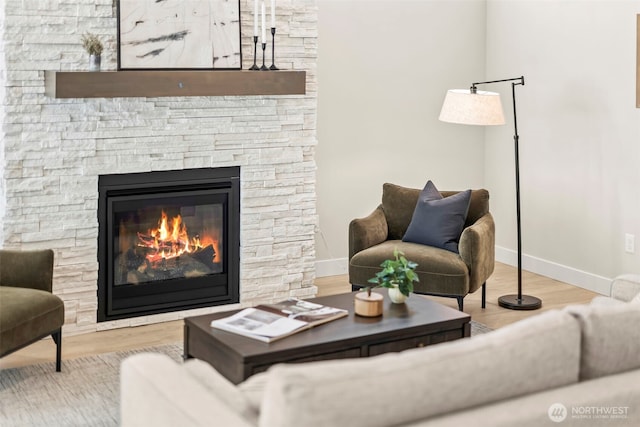 6361LOT257 Great Glen Rd SW, Port Orchard, WA 98367 - living room with wood finished floors, baseboards, and a fireplace