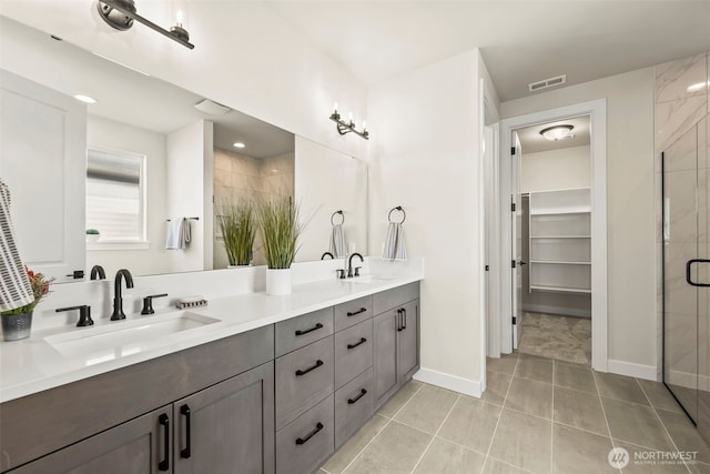 6361LOT257 Great Glen Rd SW, Port Orchard, WA 98367 - full bathroom with a sink, a shower stall, double vanity, and visible vents