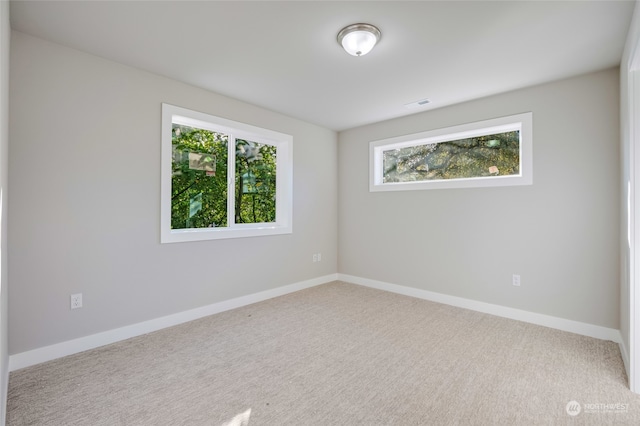 carpeted spare room featuring a wealth of natural light