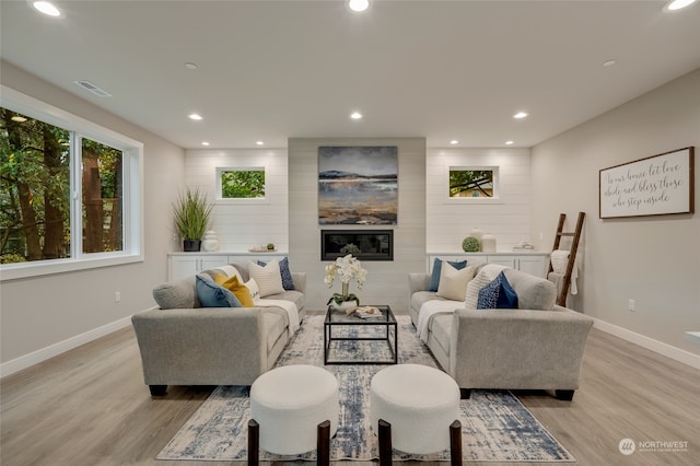 living room featuring light hardwood / wood-style flooring